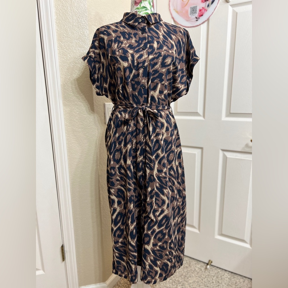 New Look Animal Print Midi Dress - Black and Brown